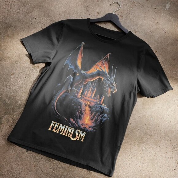 Feminism Dragon Fantasy T-Shirt - Picture 1 of 4